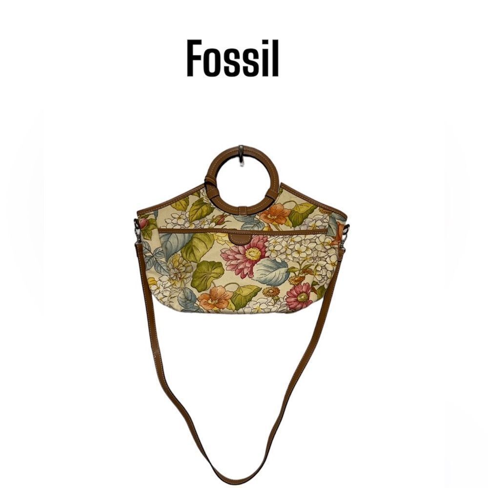 Fossil vintage key collection multicolored floral print satchel crossbody bag